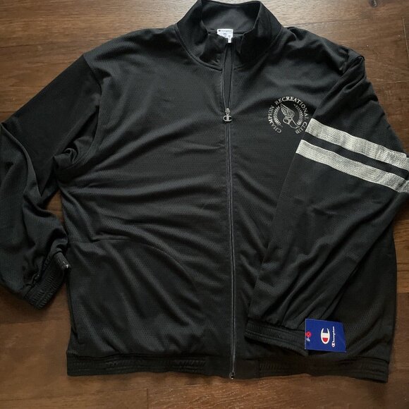 Champion Jacket Men's 2XL Game Day Attack Logo Mesh Full‎ Zip Track Black - Picture 1 of 5